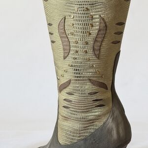 N.Y.L.A. Gold and Brown Heeled Boots